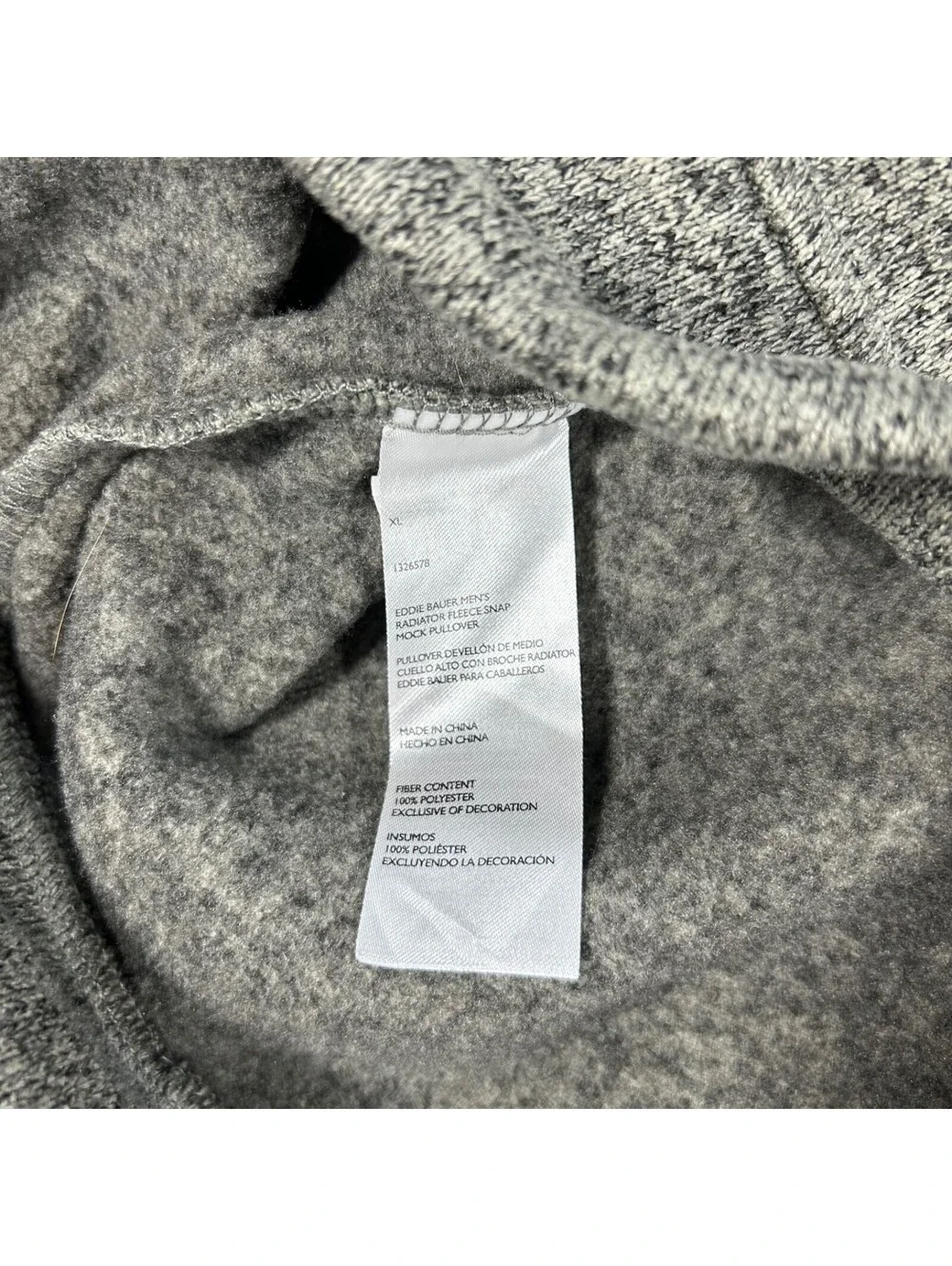Eddie Bauer Men’s 1/4 Snap Fleece Pullover Sweater Sz XL Polyester Grey